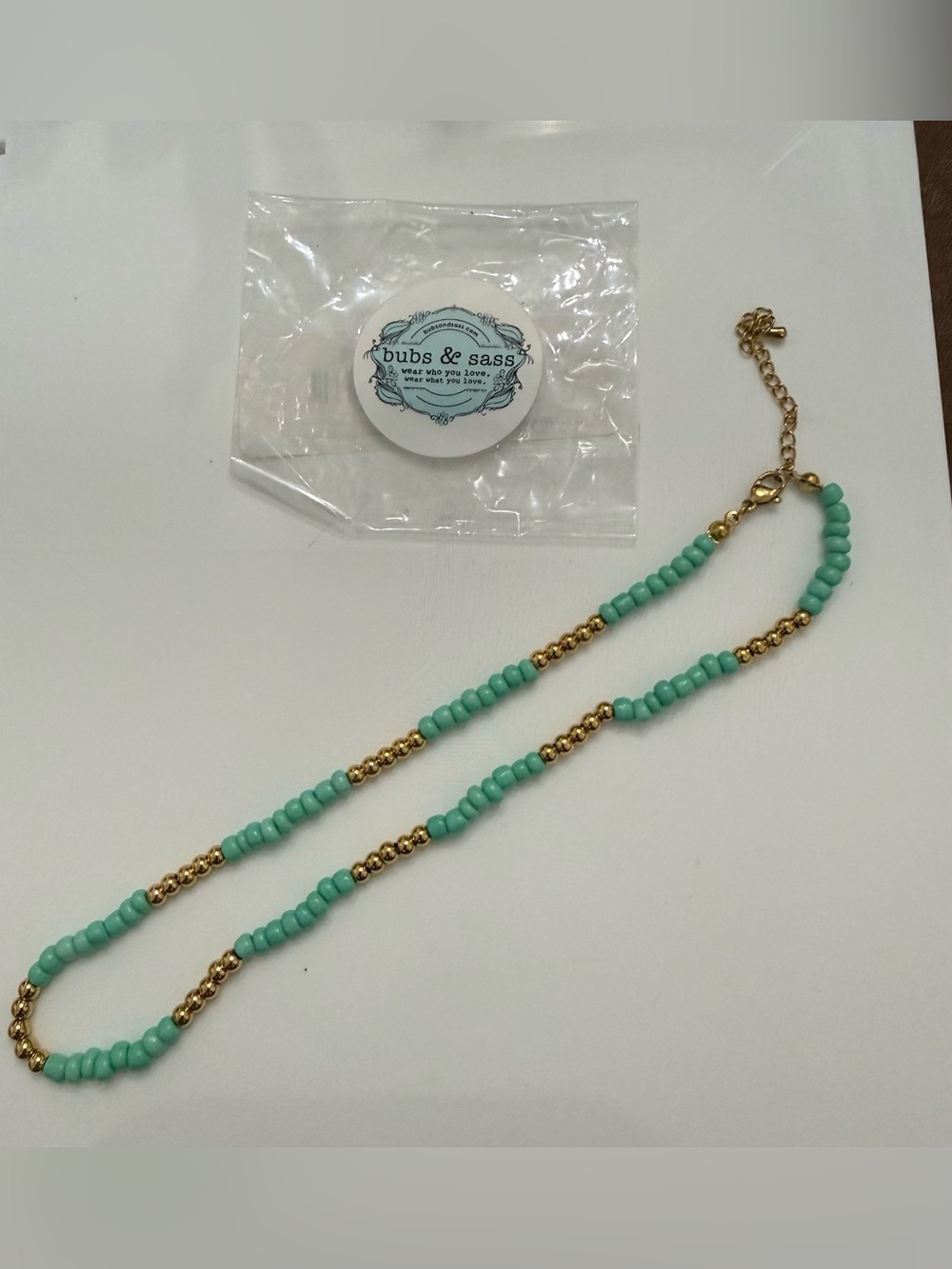 NEW! Bubs & Sass Waterproof Boho Beaded Choker- Green